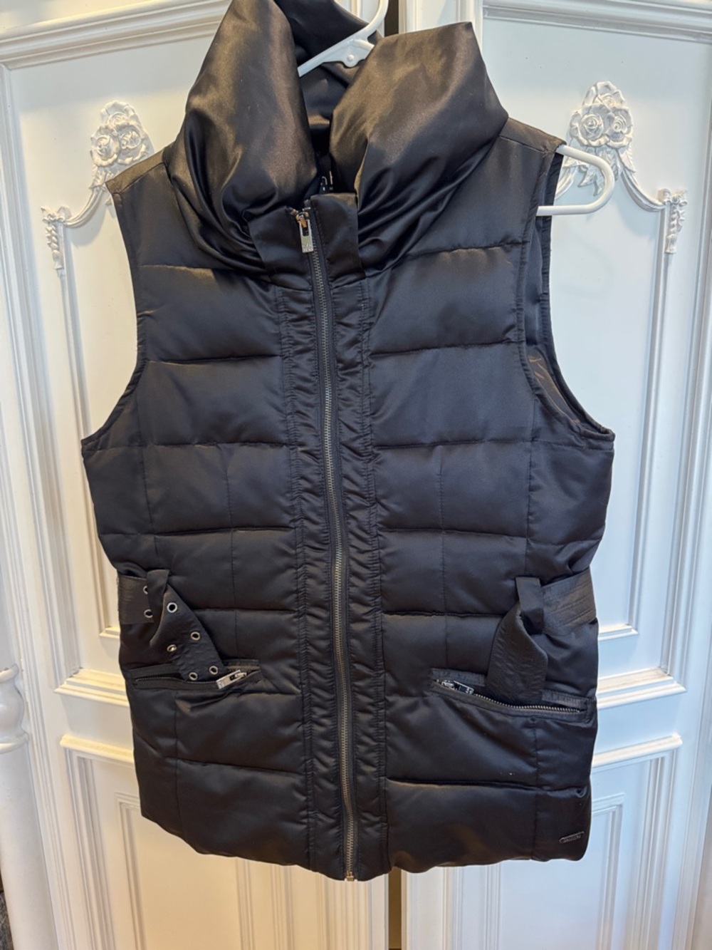 Calvin Klein Black Quilted Puffer Vest with High Collar